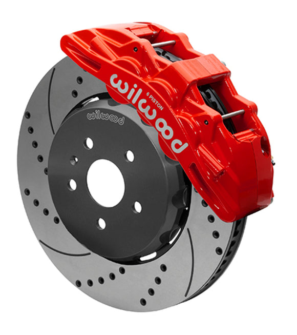 Wilwood SX6R Front Brake Kit 15in Lug Drive Slotted Red w/ Lines 10-14 Chevrolet Camaro SS