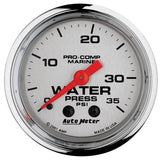Autometer Marine Chrome Ultra Lite 2-1/16in 0-35 PSI Mechanical Water Pressure Gauge