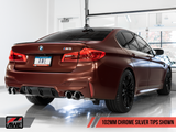 AWE Tuning 18-19 BMW M5 (F90) 4.4T AWD SwitchPath Cat-Back Exhaust - Chrome Silver Tips