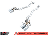 AWE Tuning 18-19 BMW M5 (F90) 4.4T AWD SwitchPath Cat-Back Exhaust - Chrome Silver Tips