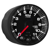 Autometer Spek-Pro Gauge Tach 2 1/16in 11K Rpm W/ Shift Light & Peak Mem - Blk/Blk