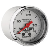 Autometer Marine Chrome Ultra Lite 2-1/16in 0-35 PSI Mechanical Water Pressure Gauge