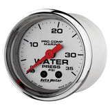 Autometer Marine Chrome Ultra Lite 2-1/16in 0-35 PSI Mechanical Water Pressure Gauge