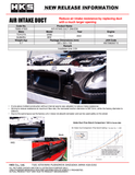 HKS Air Intake Duct ZN8/ZD8
