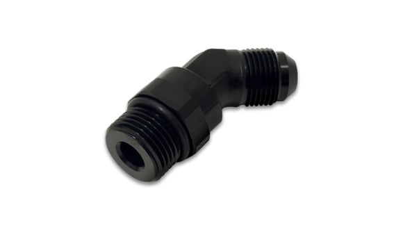 Vibrant -6AN Male Flare to Male -6AN ORB Swivel 45 Degree Adapter Fitting - Anodized Black