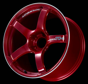 Advan TC4 15x6.5 +40 4-100 Racing Candy Red & Ring Wheel