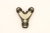 DeatschWerks 8AN Male Flare + 8AN Male Flare to 10AN Male Flare Y Block Fitting