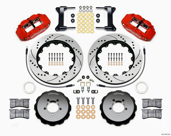 Wilwood Narrow Superlite 6R Front Hat Kit 14.00in Drilled Red 1999-2012 Subaru WRX w/Lines