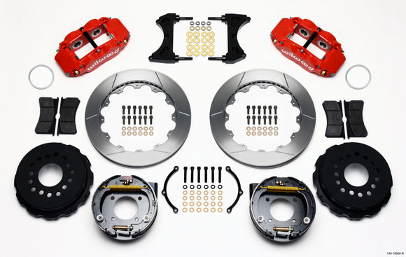 Wilwood Narrow Superlite 4R Rear P-Brk Kit 12.88in Red Chevy 12 Bolt w/ C-Clips Stggrd mt