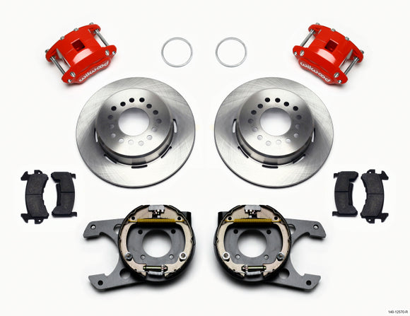 Wilwood D154 P/S Park Brake Kit Red 12 Bolt 2.75in offset Staggered Shock