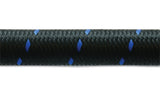 Vibrant -6 AN Two-Tone Black/Blue Nylon Braided Flex Hose (5 foot roll)