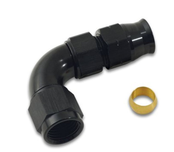 Vibrant 1/2In Tube to -8AN Female 90 Degree Union Adapter Fitting w/ Olive Inserts