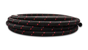 Vibrant -8 AN Two-Tone Black/Red Nylon Braided Flex Hose (5 foot roll)