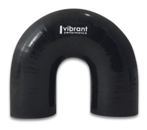 Vibrant 4 Ply Reinforced Silicone Elbow Connector - 1.75in ID x 5.50in Leg 180 Deg Elbow (BLACK)